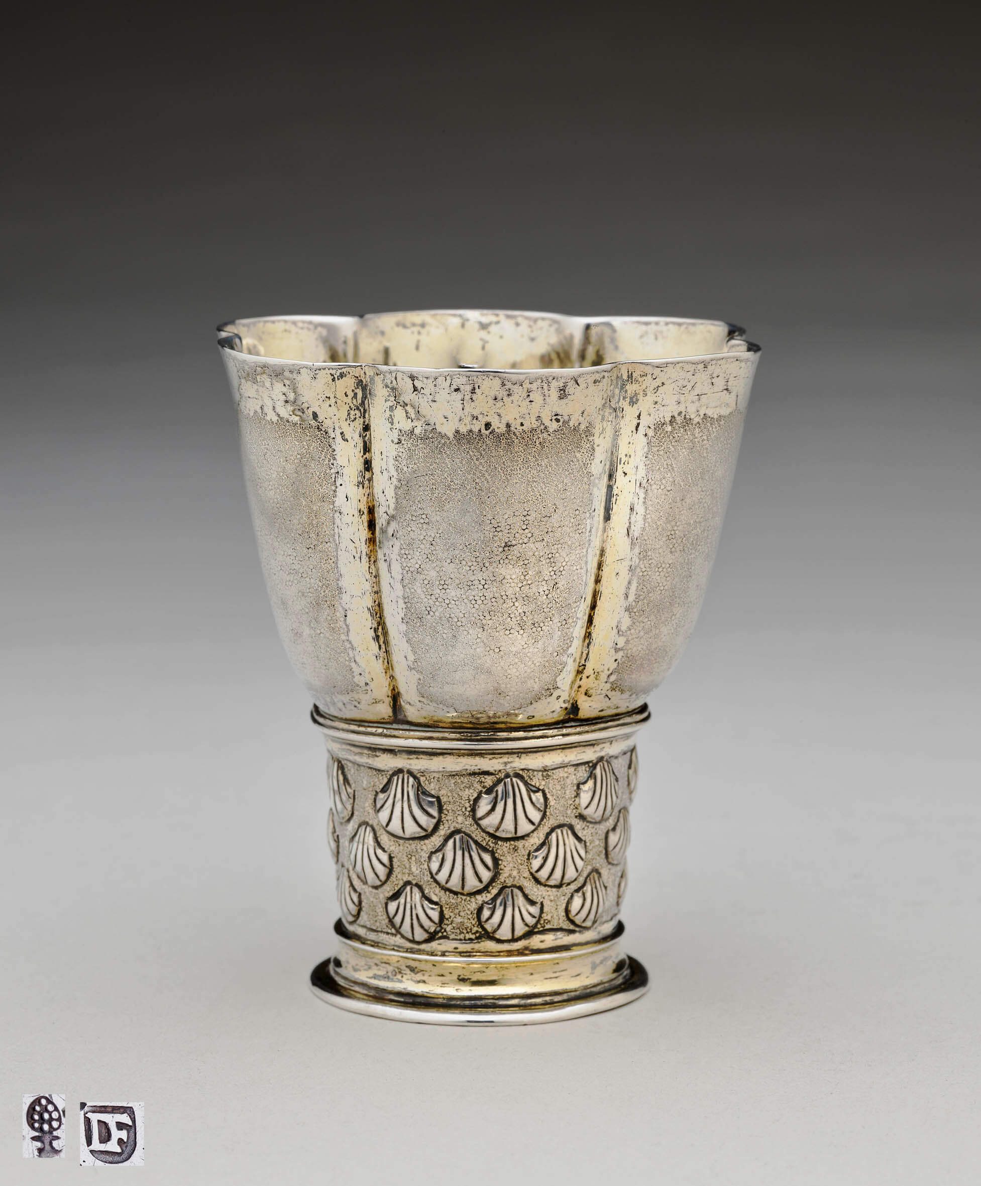 Pair of silver gilt mounted miniature goblets, Germany 18th century -  Ref.103319